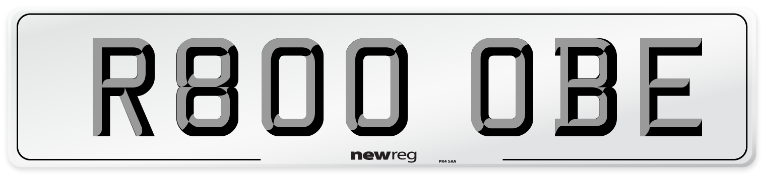 R800 OBE Number Plate from New Reg